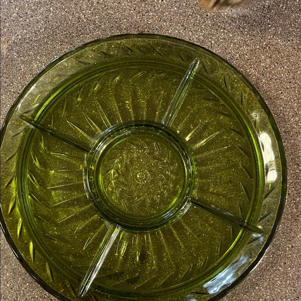 Elegant Green Glass Serving Platter Indian Green glass
